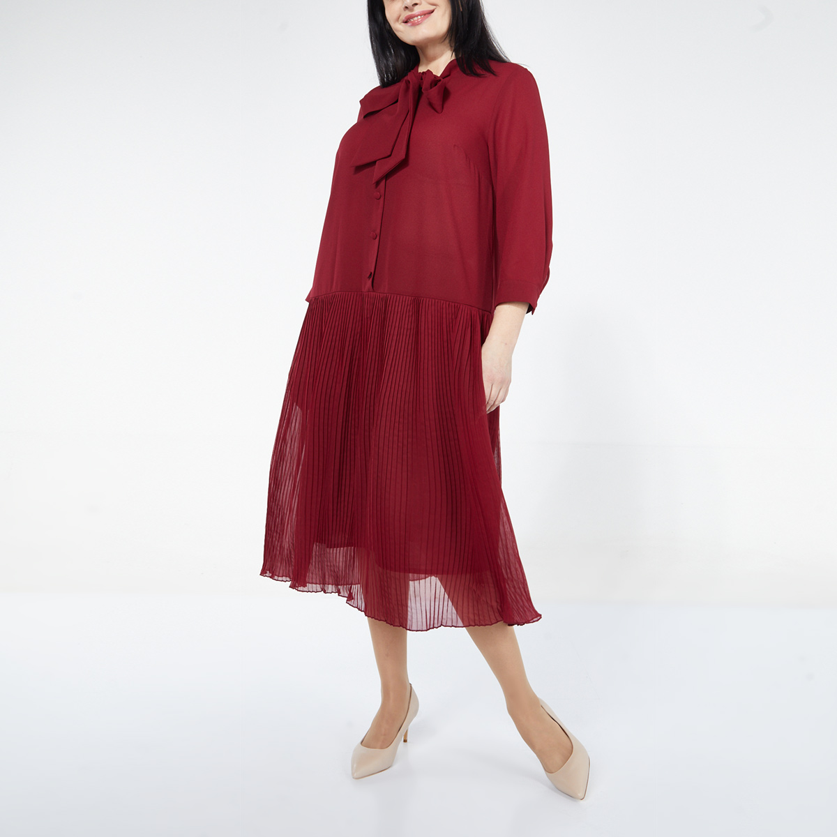 Платье, текстиль, бордовый