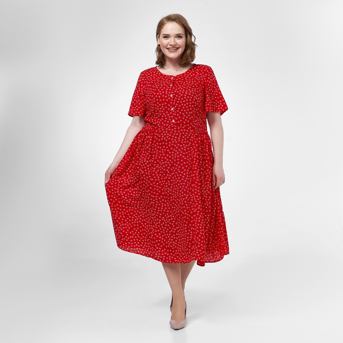 Платье, текстиль, красный