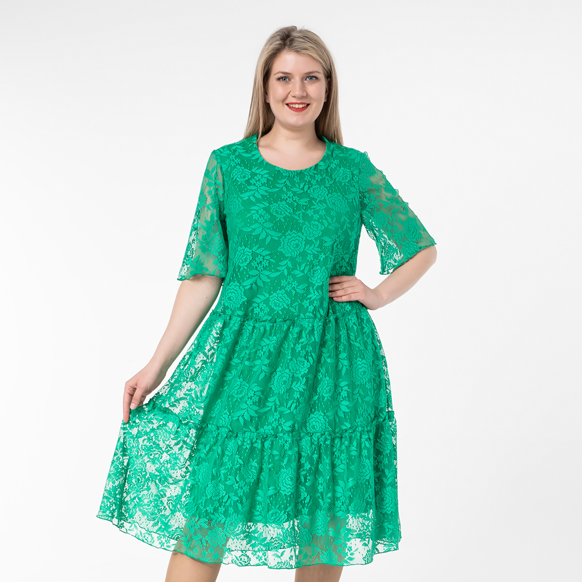 Платье, трикотаж, зеленый
