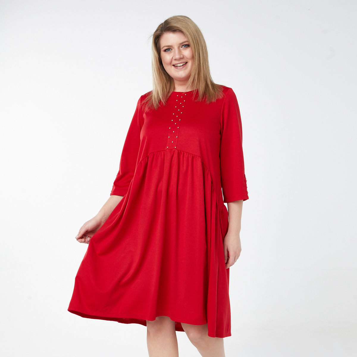 Платье, текстиль, красный