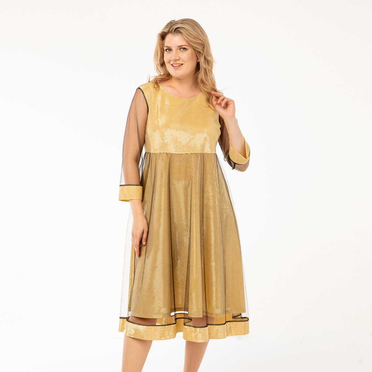 Платье, текстиль, золотой