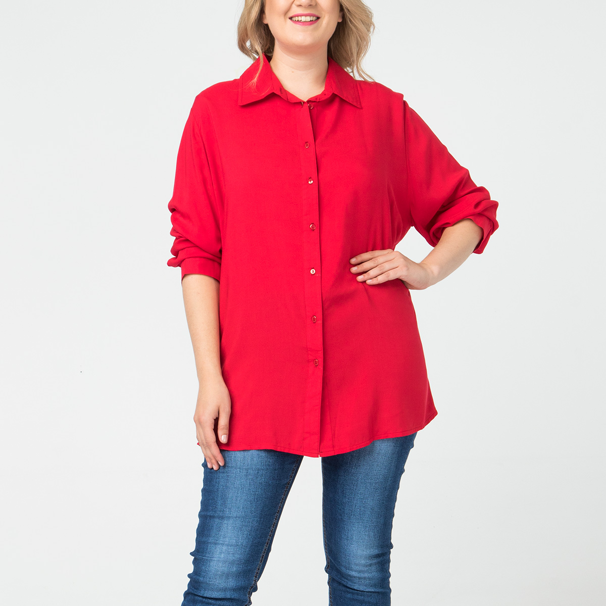 Блуза, текстиль, красный