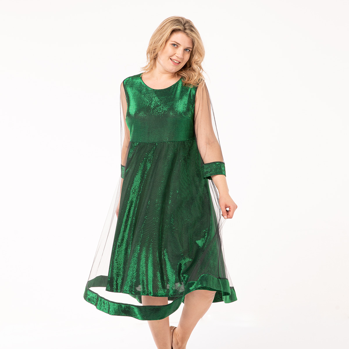 Платье, текстиль, зеленый