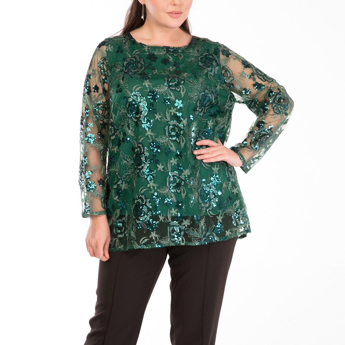 Блуза, текстиль, зеленый